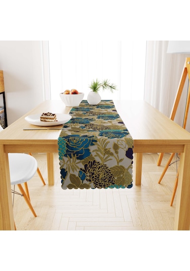 Modern Renkli Altın Mor Dijital Baskılı Süet Dokuma Runner 40x140