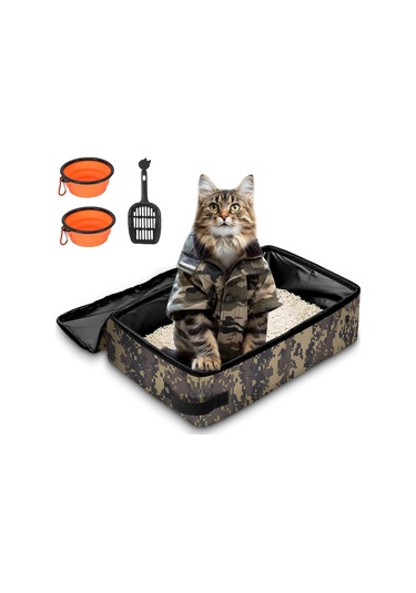 Kapalı Katlanır Taşınabilir Kedi Çöp Kutusu, 16 ' 12' 6 'inç, Zipper İle Katlanabilir Kedi Seyahat Çöp Kutusu, Sızıntı Yok, Hafif, Kullanımı Kolay Diğer