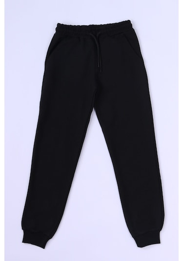 Çocuk Unisex Okul Eşofman Altı Ribanalı C8 Siyah