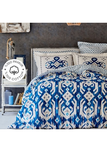 Karaca Home Neos Pamuk Çift Kişilik Nevresim Takımı Mavi
