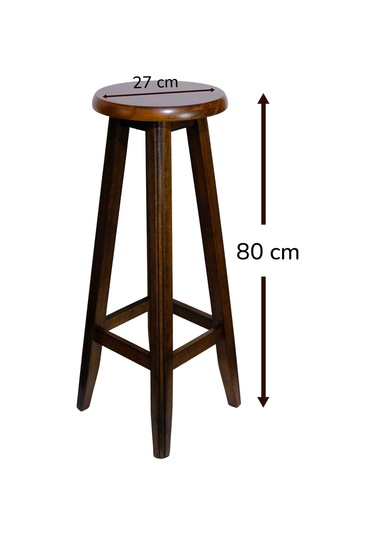El Yapımı Doğal Ahşap Yuvarlak Tabure 80 Cm Şık Ve Dayanıklı Ceviz