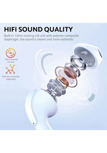Kosona Aigo T20 Beyaz Bluetooth 5.0 Kulak İçi Kulaklıklar - Spor Ve Oyun İçin Akıllı Dokunmatik, Hızlı Eşleşme, 5 Saat Müzik Süresi