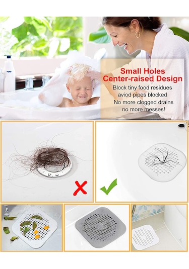 Yunboo 4'lü Gri Silikon Süzgeçli Su Depolama Tıkanıklık Önleyici, Banyo Ve Mutfak İçin Sümükli Dısip Kapağı Diğer