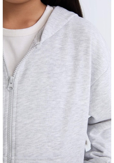 DeFacto Kız Çocuk Oversize Geniş Kalıp Kapüşonlu Basic Düz Fermuarlı Sweatshirt D8214A8NSGR379 DeFacto Kız Çocuk Oversize Geniş Kalıp Kapüşonlu Basic Düz Fermuarlı Sweatshirt D8214A8NSGR379