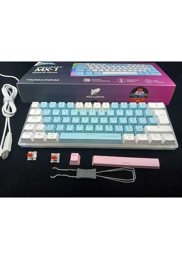 Mx-1 Mekanik Klavye Rgb Red Switch Türkçe Oyuncu Klavyesi Beyaz Mini Klavye Kablolu