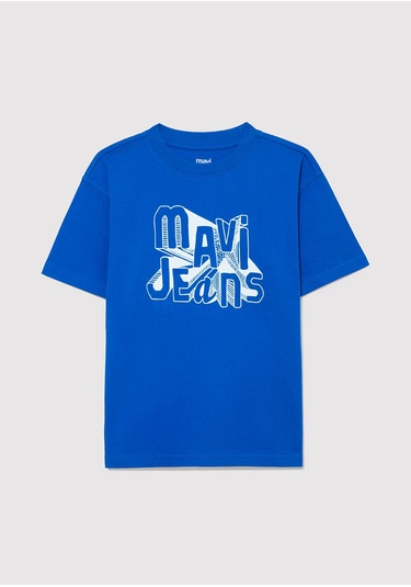 Mavi - Mavi Jeans Baskılı Mavi Tişört 6610281-82491 Mavi