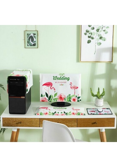 Sones 3'ü 1 Arada Basit Masaüstü Bilgisayar Pc Toz Kılıfı, Boyut: 17-19 İnç Flamingo Diğer