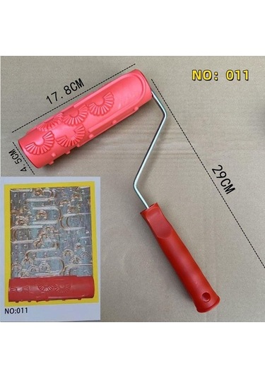 Novahub Ahşap Tahıl Boya Rulosu - Dıy Sanat Boyama Aracı - 5 Adet - Kırmızı - Duvar, Mobilya Dekorasyonu