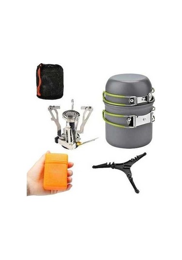 Ulzyvf Yürüyüş W Tencere Tava Sobası Sırt Çantası Braketi Açık 3000 İr Kampçılar İçin Seyahat Pişirme Seti Gümüş Gümüş