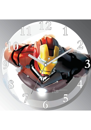 Kişiye Özel Demir Adam Bombeli Sessiz Duvar Saati Çok Renkli