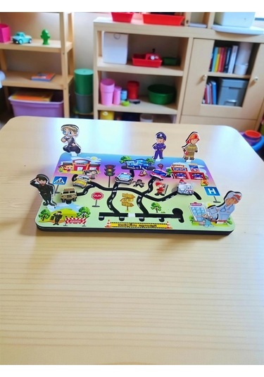 Ahşap Koordinasyon Oyunu Hareketli Araçlar, Meslekler Ve Trafik Levhaları