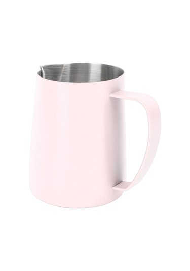 Konesam 304 Paslanmaz Çelik 480ml İç Ölçülü Uçlu Ağız Latte Kahve Süt Köpük Kupa Pembe