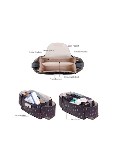 Xindoker "pratik Ve Büyük Kapasiteli Bebek Arabası Çantası - Su Geçirmez, Çok Bölmeli, Bardak Tutuculu" Siyah