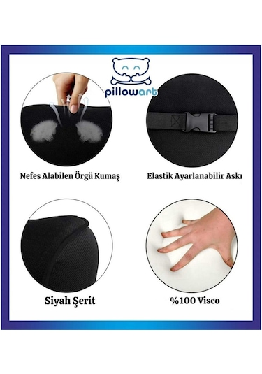 Pillowart Araç İçi Visco Boyun Destek Yastığı Siyah