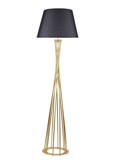 Retro Lambader Köşe Lambası Mat Gold Siyah Başlık 45cm Başlık