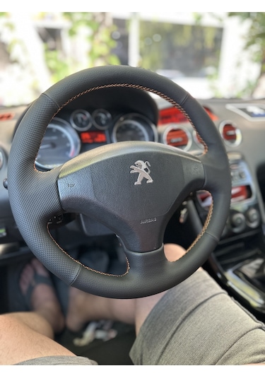 Peugeot 308 2011 Araca Özel Direksiyon Kılıfı Nokta Düz Turuncu
