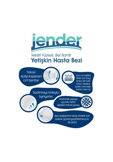 Tekstil Yüzeyli Bel Bantlı Yetişkin Hasta Bezi Medium 30'lu 8 Paket 240 Adet M