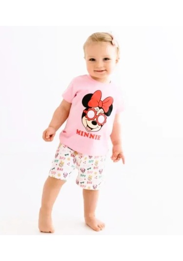 Minnie Mouse Pembe Kız Bebek Alt Üst Takım Mn17335 Pembe