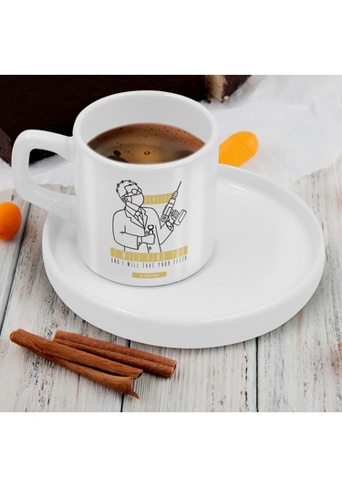 Bk Gift Kişiye Özel Sunum Tabaklı Diş Hekimi Tasarımlı Kahve Fincanı-3, Sevgiliye Hediye, Arkadaşa Hediye, Diş Hekimi Hediye Kobitmeyen137782 Bk Gift