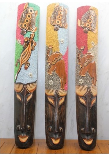 Periboia Ahşap Duvara Asmalı 1 Metre Maske Karışık Renkli