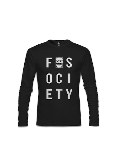 Mr. Robot - Fsociety Logo Siyah Erkek Sweatshirt