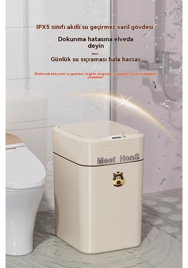 Didadodo Pratik Sensörlü Tam Otomatik Çöp Kovası 20l-krem Beyaz 11 Cream White