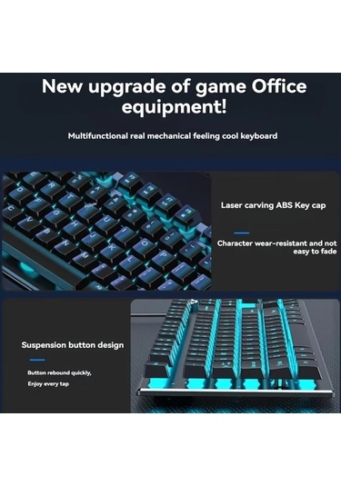 Techbloom Yeni Gx30z Kablolu Klavye Mekanik Hissi Klasik Stil White Wired Classic Rainbow Light Tek Klavye Oyun Ofis Bilgisayar Diğer