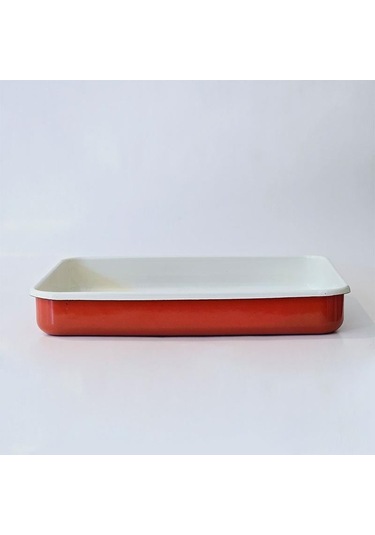 Emaye Dikdörtgen Fırın Tepsisi Yengeç Desenli Çok Renkli