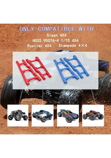 Yuntech01 Traxxas Slash/stampede/rustler 4wd İçin Aluminyum Arka Süspansiyon Kolu Kırmızı - 2 Adet, 3655x Yerine Geçer Bjm007
