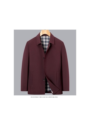 Yingfu Erkek Business Casual Ceket - Bordo Renkli Bordo