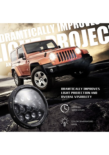 Eagevision C0045 7" LED Su Geçirmez DRL Yuvarlak Araba Farı.