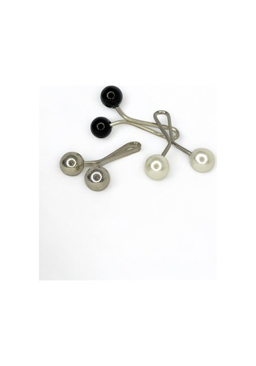 Eşarp Şal Klipsi 12 Adet Inci Model Klips 4 Beyaz - 4 Siyah - 4 Gümüş Kadın Tesettür Aksesuar Siyah - Beyaz - Gümüş