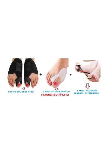 Halluks Valgus Gece Ateli Ayak Baş Parmak Bunyon Silikon