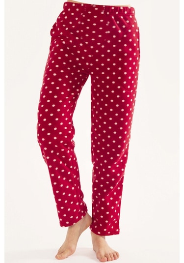 Lüx Polar Cepli Kışlık Kadın Pijama Altı Ra2 Kırmızı
