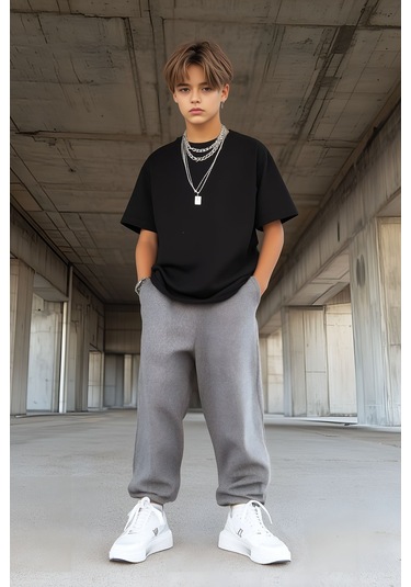 Siyah Çocuk T-shirt Kız Erkek Unisex %100 Pamuk SIYAH