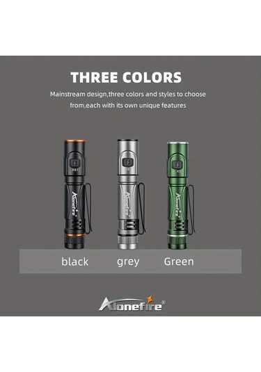 Brightnova Alonefire Mini Yüksek Parlaklık Usb Şarjlı Fener Black X81 5 Seviyeli Ayarlanabilir Işık Tip C Şarj Kampçılık Yürüyüş Acil Durum Altın