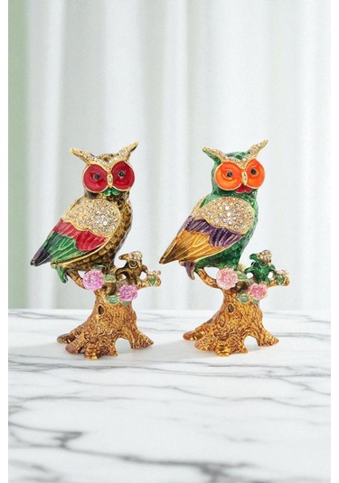 Renkli Baykuş Biblo Tünemiş Baykuş Figürü