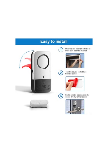 Symbee Ev Güvenliği İçin Kablosuz Pencere-kapı Alarm Sensörü, Akıllı Ev Sistemine Uyumlu, Düşük Enerji Tüketimi, 4'lü Set, 120db Alarm