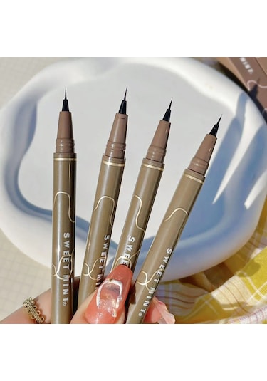 Su Geçirmez Likit Eyeliner Kaş Kolay Renk Tere Dayanıklı Kaş Kalemi 0.05 Mm 04 Gray Brown 002