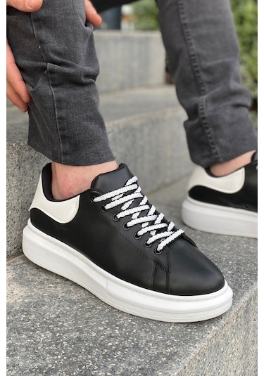 Luis A Costa Lc107 Siyah Arka Beyaz Bt Bağcıklı Erkek Ayakkabı Renkli