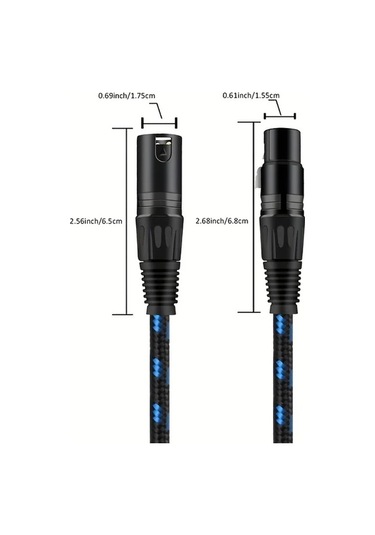 Xuweiwei Dremake Profesyonel Xlr Mikrofon Kablosu 25ft Siyah Mavi Ses Kablosu