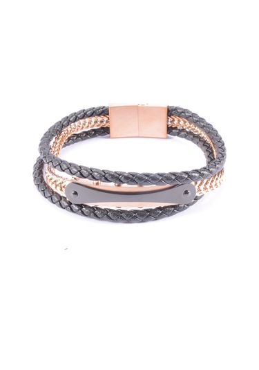 Gold Çelik Aksesuarlı Üçlü Deri Bileklik N11.2812 Çelik