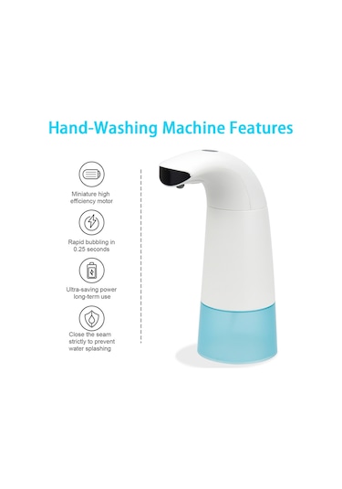 Hombey 250ml Akıllı Dokunsuz Köpük Sabun Dağıtıcı - Otomatik Sensörlü, Çocuk Dostu, Ev/banyo/mutfak Uygun Pil Hariç Beyaz