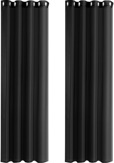 Youtek Siyah Su Geçirmez Uv Koruyucu Perde, İki Adet, 132x241 Cm, Poliester, İç/ön Cephe Uygun Siyah