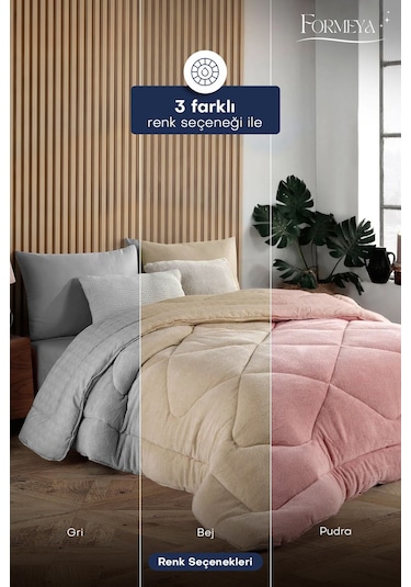 Formeya Lüx  Çift Taraflı Welsoft Tek Kişilik Yorgan Bej