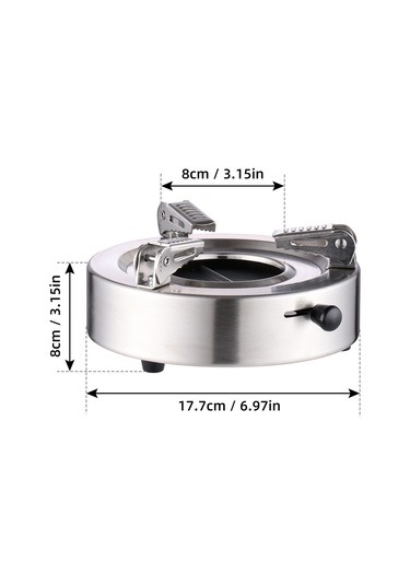 Ximistore9 Dışarıda Taşınabilir Paslanmaz Çelik Alkol Ocağı: Ayarlanabilir Alev, Ev/hotel/barbekü Kullanıma Uygun, Anti Kayma Tabanlı Gümüş