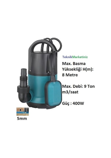 400W 8Mss-10M3 Saat Plastik Gövde Temiz Su Drenaj Dalgıç Pompası