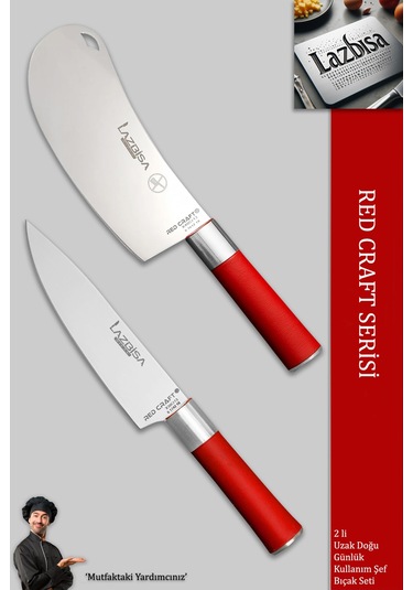 Lazbisa MFT-258 Red Craft Serisi Mutfak Şef Bıçak Seti Et Ekmek Sebze Bıçağı Günlük Kullanım