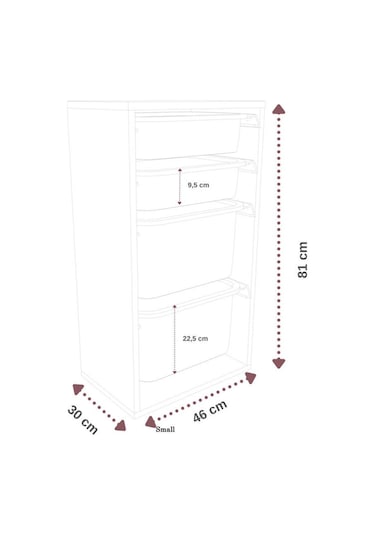 %100 Mdf - Small Mono 4 Sepetli Oyuncak Dolabı Beyaz