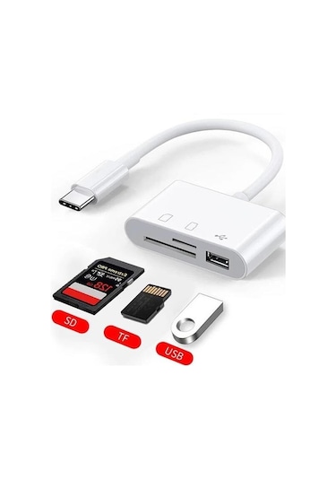 Usb Type C To Sd Microsd Tf Kart Okuyucu Usb 3in1 Çevirici Dönüştürücü Adaptör